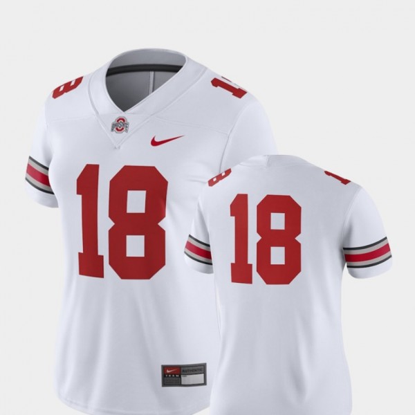 Ohio State Buckeyes Women's #18 White 2018 Game College Football Jersey 2404GEDO8